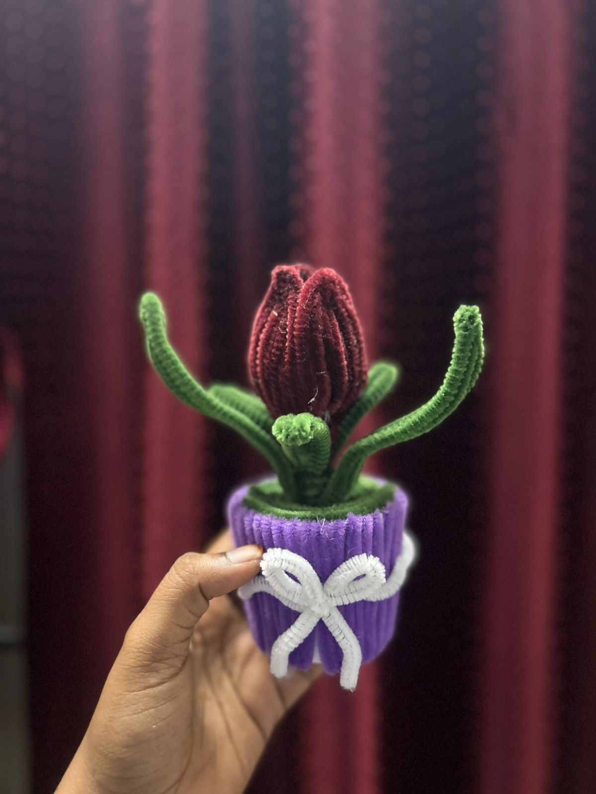 Maroon Tulip Bud Pot