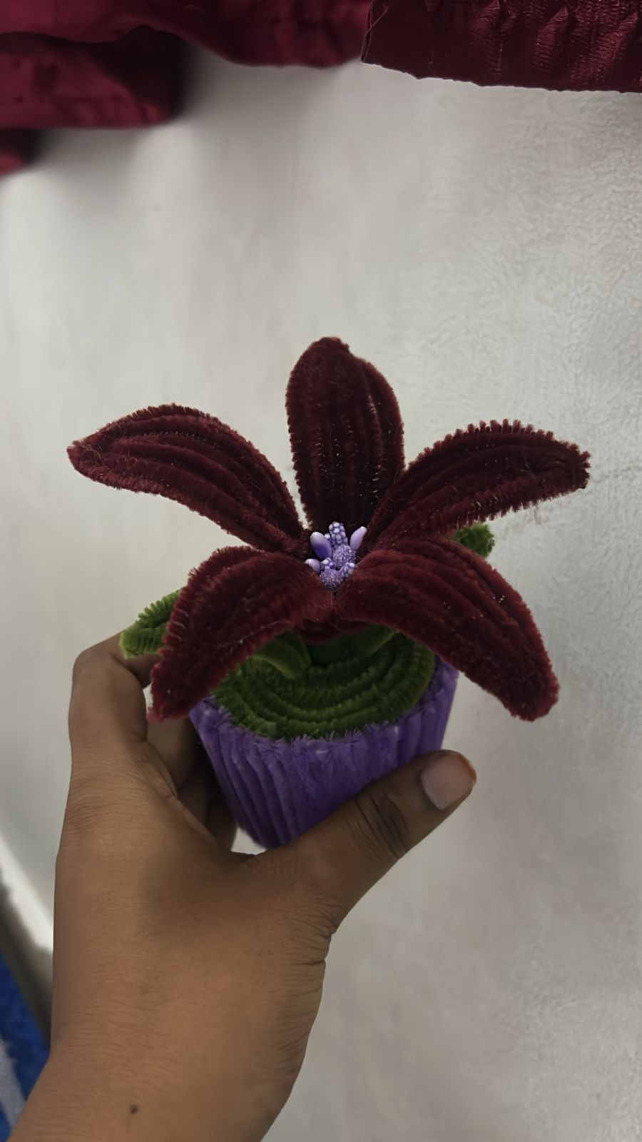 Maroon Lily Bud Pot